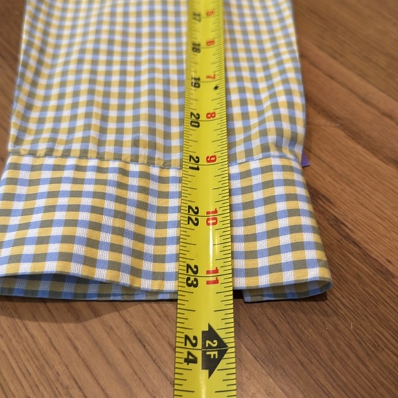 Lafayette 148 New York light blue, yellow, and white, Casual Button Down Shirt - Picture 14 of 14